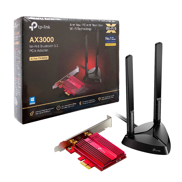 Adaptador TP-Link Archer AX3000 PCIe AX3000 Wi-Fi 6 Bluetooth 5.0 Art.0414600
